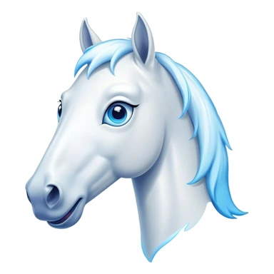 Cinematic Comical White Horse Portrait Emoji, Head tilted dramatically with an exaggeratedly amused expression, featuring a striking white fur with a glossy finish and wide, expressive blue eyes filled with playful disbelief, Simplified yet hilariously expressive features, highly detailed, glowing with a slightly sassy glow, high shine, dramatic yet playful, stylized with an air of cheeky mischief, bright and endearing, soft glowing outline, capturing the essence of a spirited and over-the-top horse, so meme-worthy it feels like it could side-eye its way into internet fame instantly! sticker