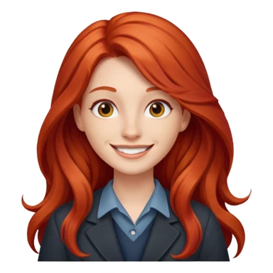 Profesora joven de fotografía, sonrriente cabello rojizo y de pelo largo  sticker