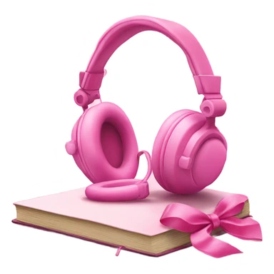 pink head phones on top of pink book and pink bow sticker