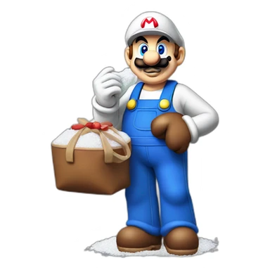 Mario with bag of icing sugar sticker