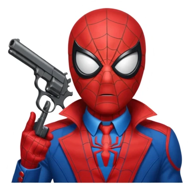 spiderman putting a pistol barrel in  sticker