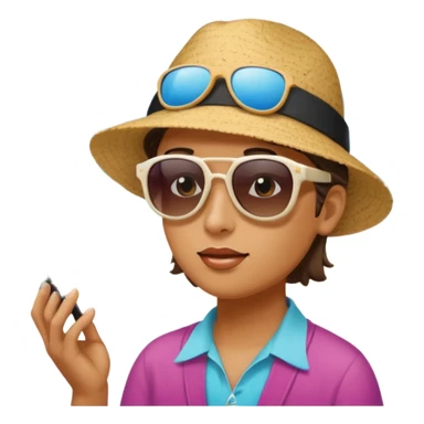 Someone listening to a speaker at the beach. Add some musical notes coming out of the speaker. sticker