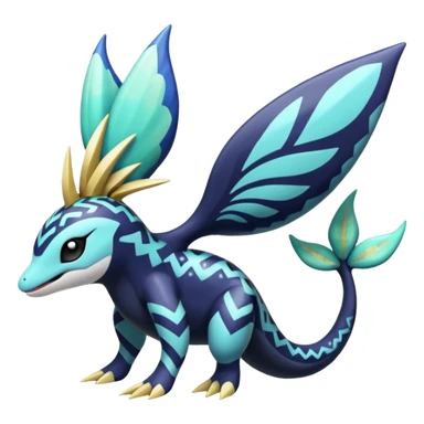 zig-zag-patterned tribal tropical hot spotted Meloetta-Dialga-Orca-Giratina-Noibat-Pokémon-Fakémon-fusion-hybrid-creature sticker