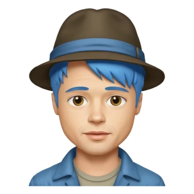 brad pitt, blue hair, hat sticker