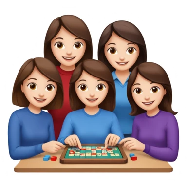 4 brunette friends playing board game sticker