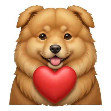 Golden Retriever/Chow Chow mix holding a large heart in its mouth (modeled after the dog image attached) sticker