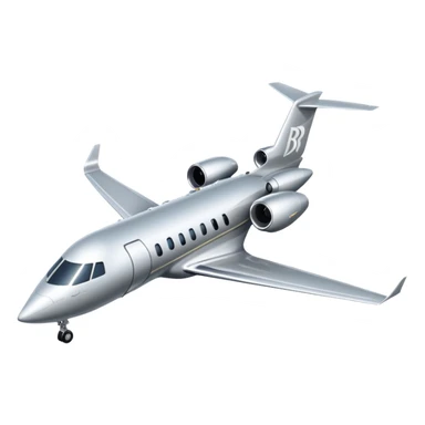 Private jet taking off with initials "BR"  on the tail sticker