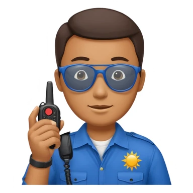 school security, blue cloth, sun glasses, holding walkie-talkie sticker
