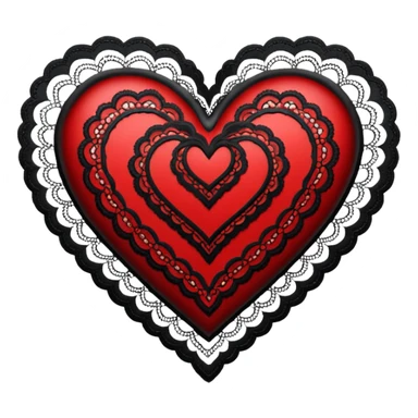 red and black heart with white lace, more black than red sticker