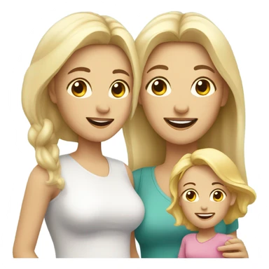 white family, brunette woman and blonde woman as mothers to two girl children sticker