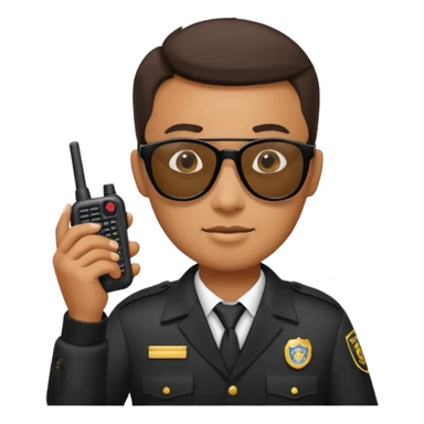 school security, sun glasses, holding walkie-talkie sticker