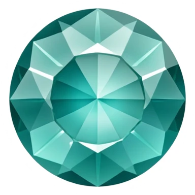 Faceted round grandidierite gem with teal blue-green hue and clear transparency sticker