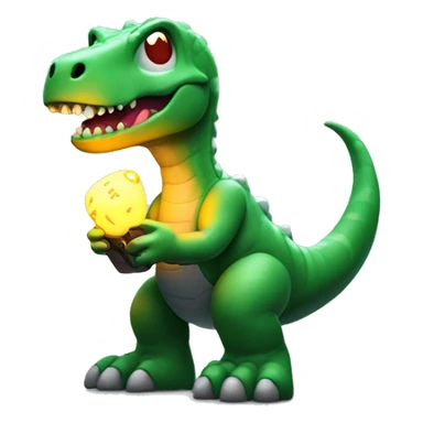 VERY FUN DINOSOUR PLAYING VIDEOGAMES WITH LIGHT UP CONTROLLER sticker