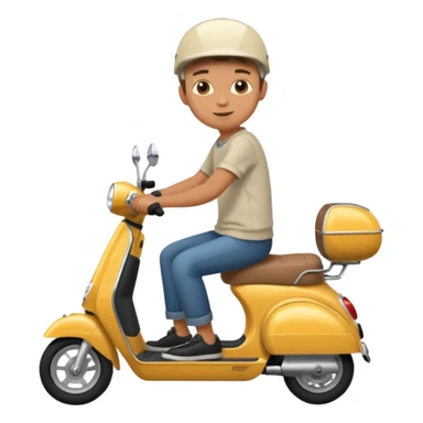 a boy riding a scooter sticker