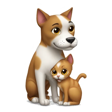 The cat hugs the dog sticker