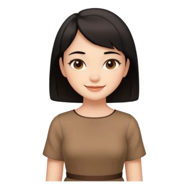 Gadis cantik, lucu, rambut pendek warna hitam, baju coklat aesthetic  sticker