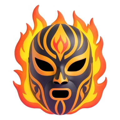 black and yellow luchador mask with flame patterns sticker
