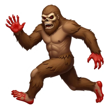 An angry sasquatch running full speed to the right in "blitzkrieg" mode. In the style of you bleeding skull art. Needs to be running in the opposite direction with bloody hands and feet sticker