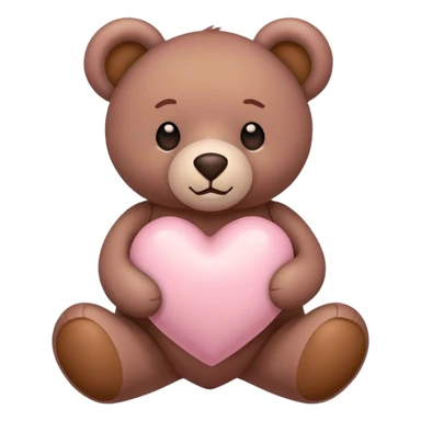 light pink heart with brown teddy bear  sticker