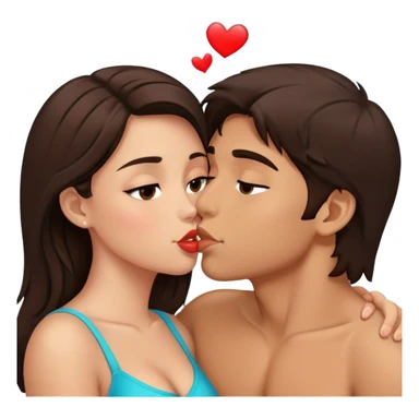 Brunette girl and brunette boy in love kissing sticker