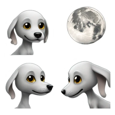 Alien dog visits the moon sticker