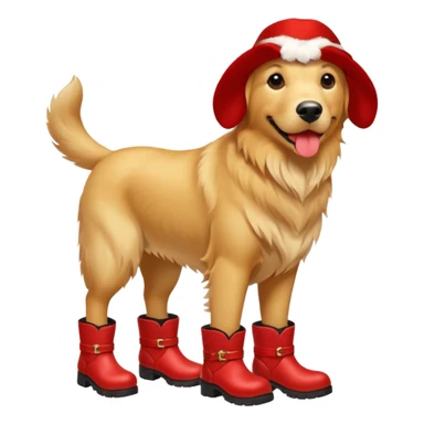  golden retriever with 6 legs and red boots sticker