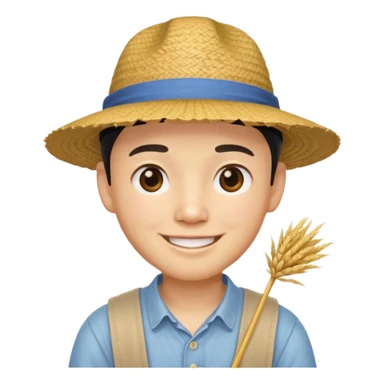 Chinese guy stereotype with straw hat and little eyes yellow guy not black sticker