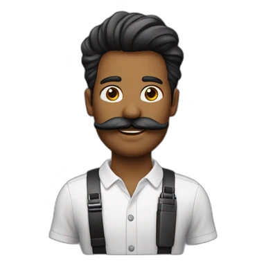 Homme avec les cheveux noirs et une moustache en brosse meusurant 2 cm sticker