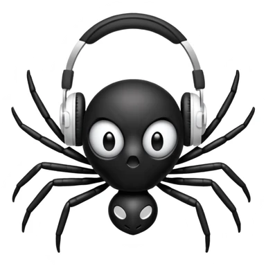 A black spider with white headphones sticker