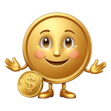 penny coin mascot with a cute face, money savvy, financial advisor character with dollar sign eyes sticker