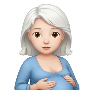 pregnant white woman with white hair sticker
