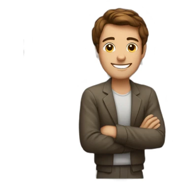 man with short brown hair and kind smile plays in chess sticker