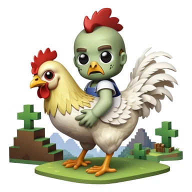 baby zombie riding a chicken, minecraft chicken jockey sticker