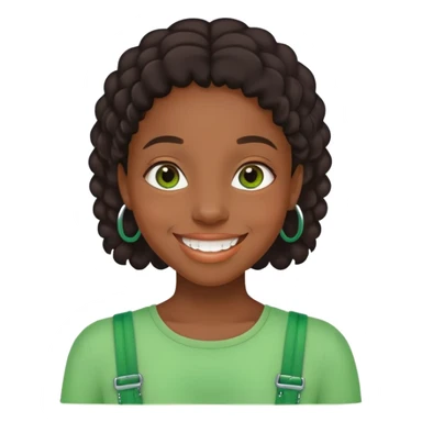 black girl with green braces on her teeth smiling sticker