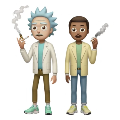 Rick et mortie avec une paire de chaussure  nike tn qui fumme des puff 9k sticker