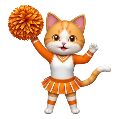 A cat in a tiny cheer outfit shaking pom-poms with bright enthusiasm. sticker