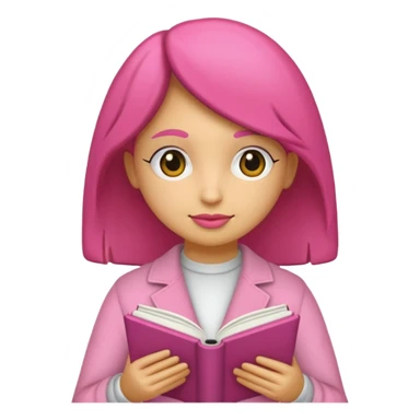 chica rosa pensando con libro ideas sticker