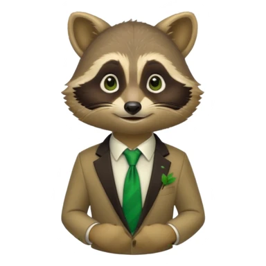 waiter racoon green tie sticker
