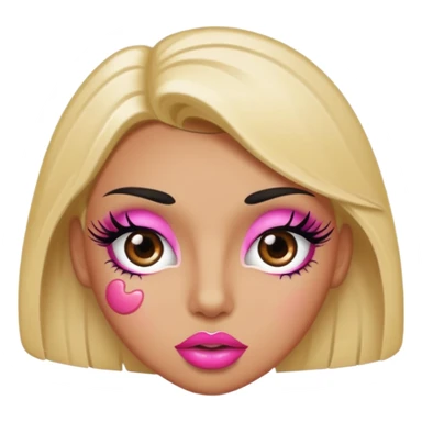Standard emoji with pink pout lips and thick eyelashes sticker