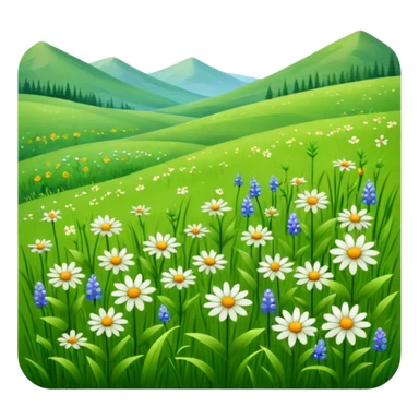 simple grassy field with a few flowers sticker