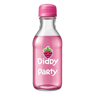 realistic baby oil style bottle pink cap pink logo clear bottle with berry logo with diddy party written and a berry on top bottle sticker