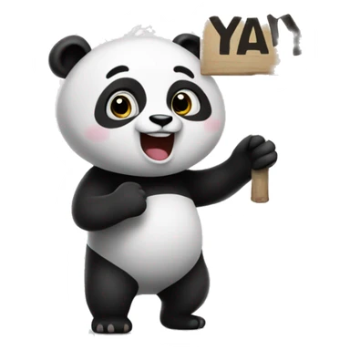 Panda holding a sign saying Yayyy sticker