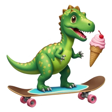 dinosaur with icecream on a skateboard  sticker