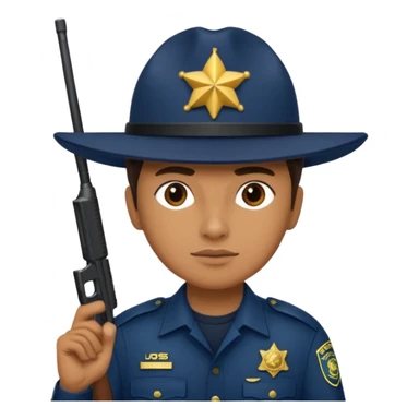 hazme un policia de fronteras con gorro azul oscuro pero sin porra sticker