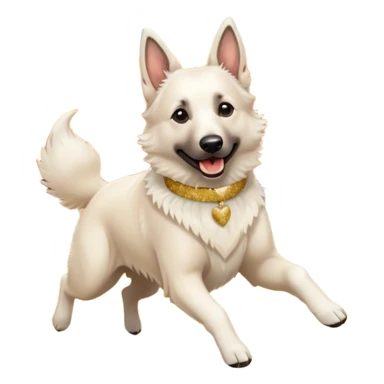 White belgian Shepard with Glitter collar jump in Leaves in autumn and Love it sticker
