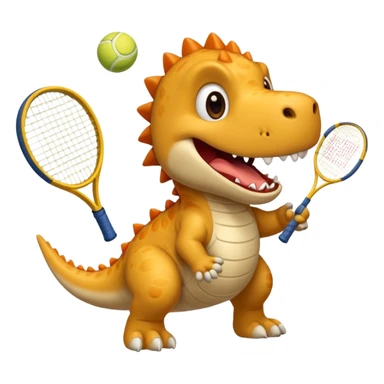 Un chien qui joue au tennis contre un dinosaure sticker