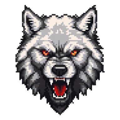 angry wolf with sharp teeth and fluffy fur sticker