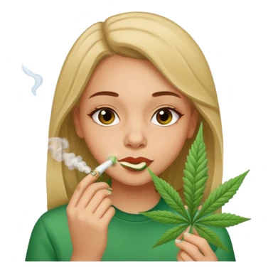 Girl smelling marijuana  sticker