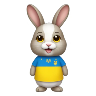 rabbit in a Ukrainian flag costume sticker