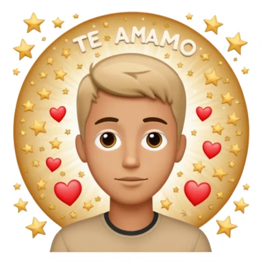 Quiero un emoji con el rostro de Félix de straykid, pero con los ojos más rasgados y con corazones, estrellas y destellos de luces alrededor y que sobre su cabeza diga te amo Josefa con letras modernas sticker